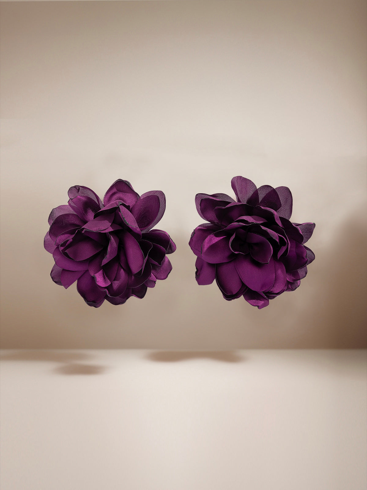 Burgundy 3D Floral Design Earrings