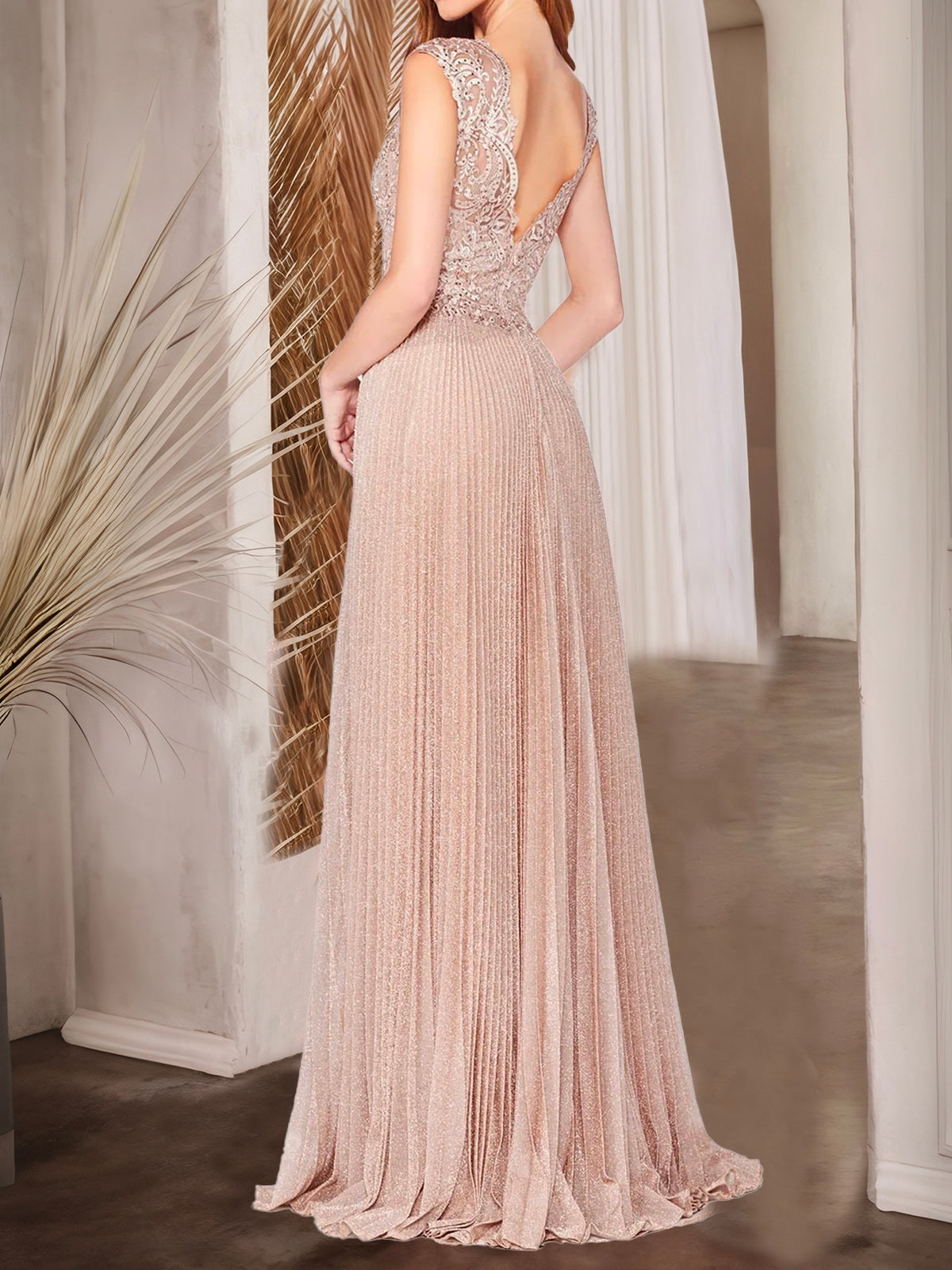 Dusty Rose A-Line Dress with Lace and Tulle