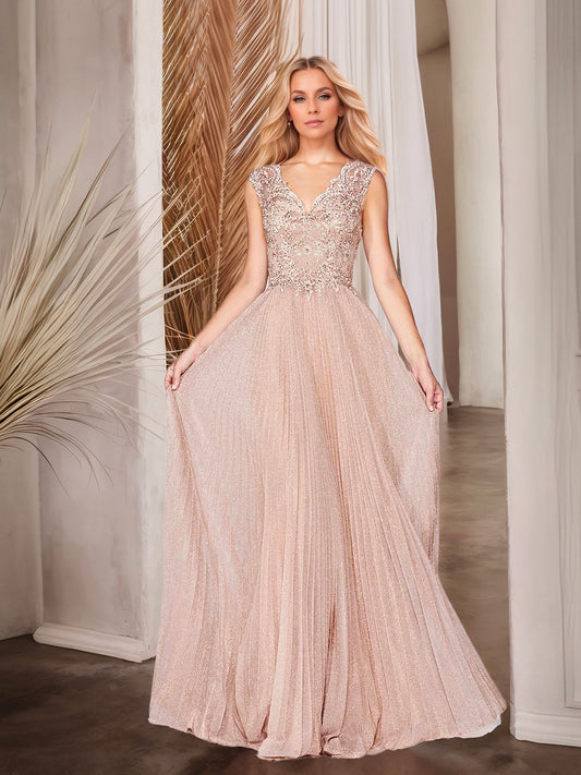 Dusty Rose A-Line Dress with Lace and Tulle